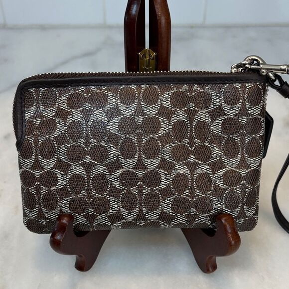 Coach Saffiano Leather Mini C Signature Logo Pouch Clutch Wristlet - Picture 5 of 14